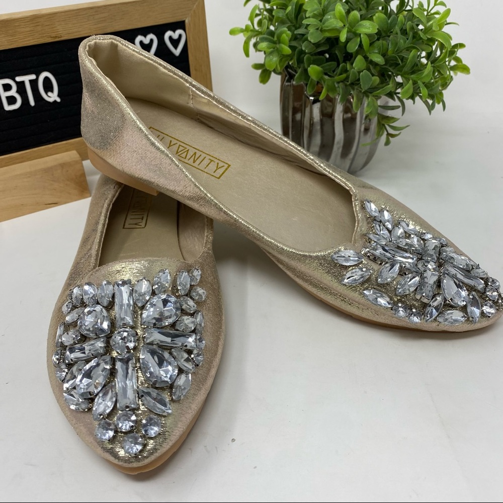Lily Vanity Jeweled Rhinestone Flats  Size 39 (9)